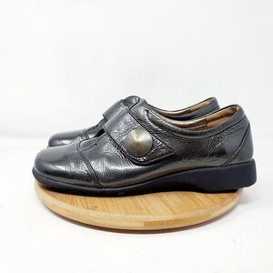 Josef Seibel Shoes Womens 37 Kathrin‎ Metallic Patent Oxford Flat Loafer Strap
